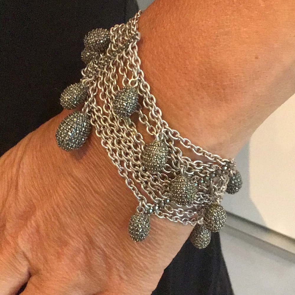 Nanis Silver and Marcasite Multi Strand Bracelet